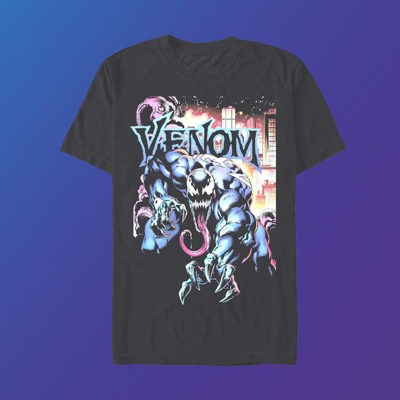 Marvel Venom Charcoal Gray Men's Graphic Crew Neck T-Shirt Size Small - Picture 2 of 4